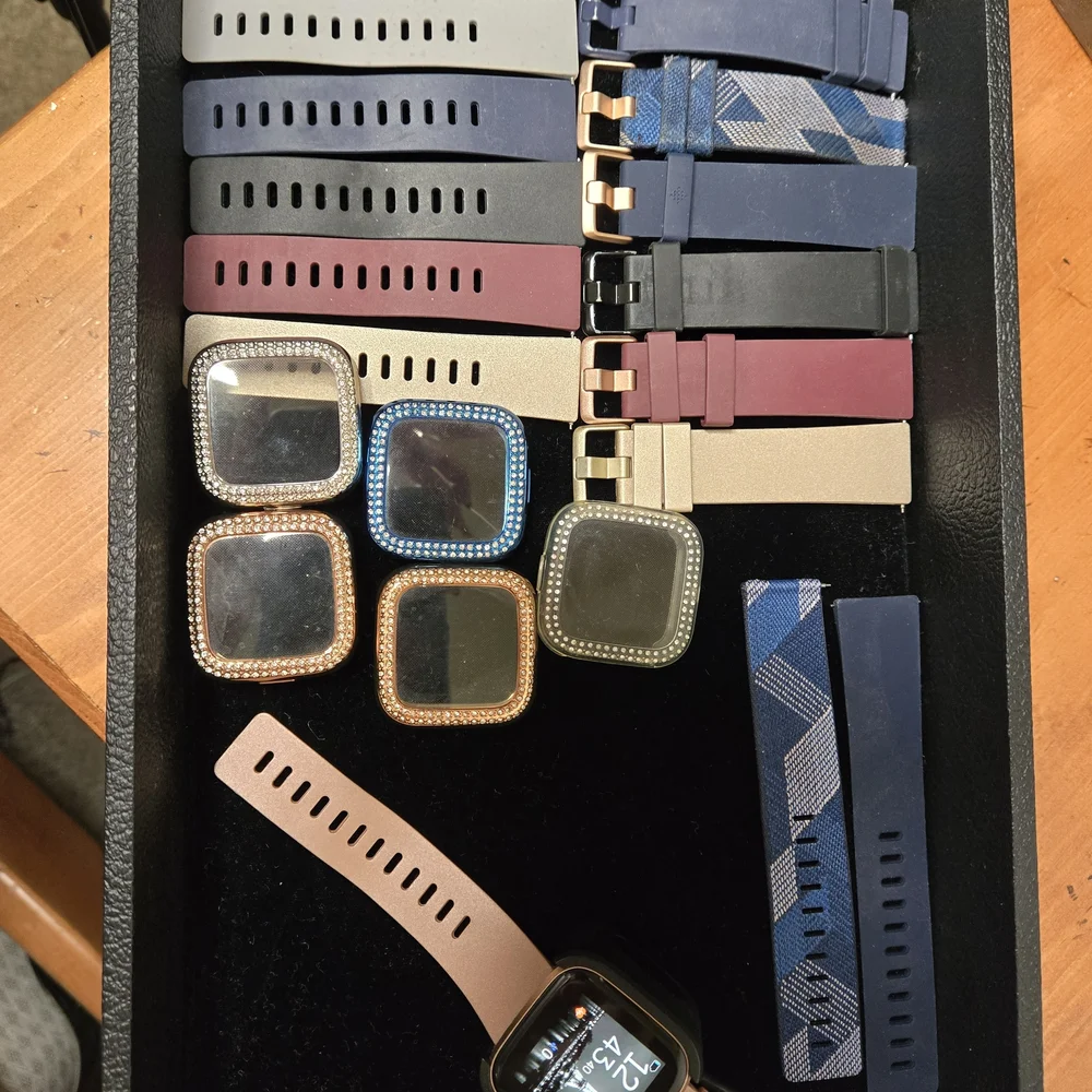 Fitbit Smartwatch Bands & Bling Screen Covers Bundle – Multiple Colors & Styles